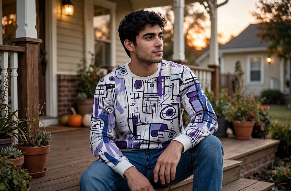 Mens Graffiti Pullover Long Sleeve Hoodie