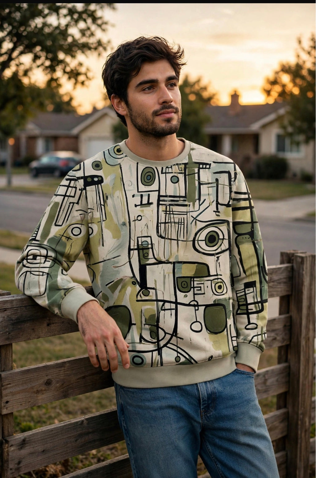 Mens Graffiti Pullover Long Sleeve Hoodie