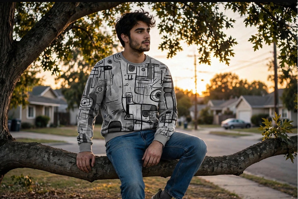 Mens Graffiti Pullover Long Sleeve Hoodie