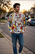 Mens Graffiti Pullover Long Sleeve Hoodie
