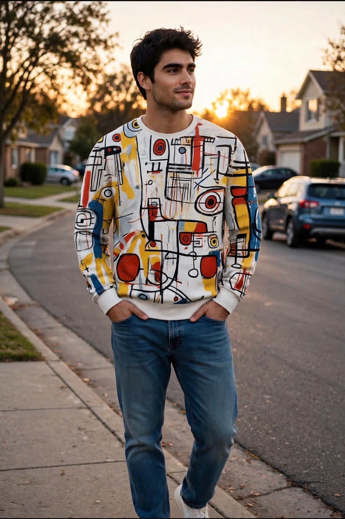 Mens Graffiti Pullover Long Sleeve Hoodie